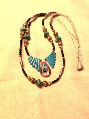 ~~~ 4 Strand Mexican Theme NECKLACE ~~~ 13 in